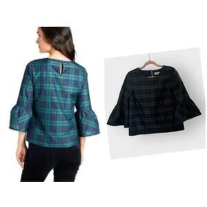 Vineyard Vines plaid bell sleeve blouse